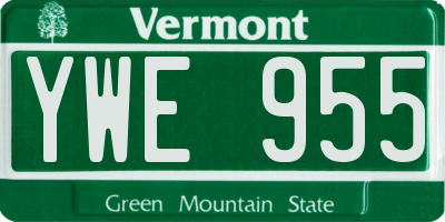 VT license plate YWE955