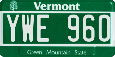 VT license plate YWE960
