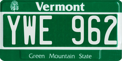 VT license plate YWE962