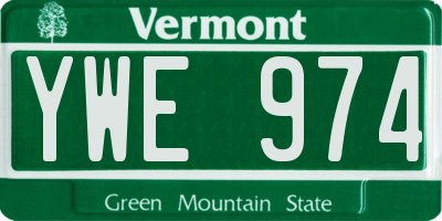 VT license plate YWE974