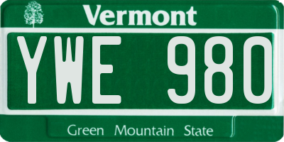 VT license plate YWE980