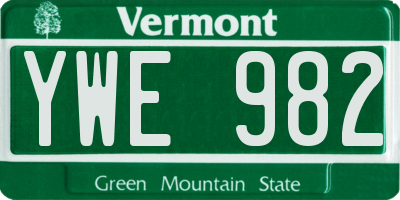 VT license plate YWE982