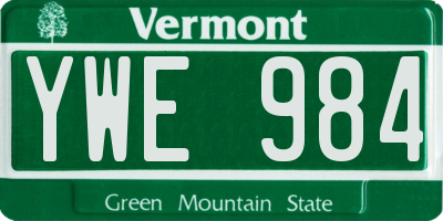 VT license plate YWE984