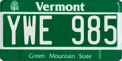 VT license plate YWE985