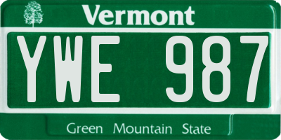 VT license plate YWE987