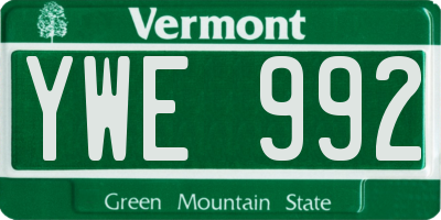 VT license plate YWE992