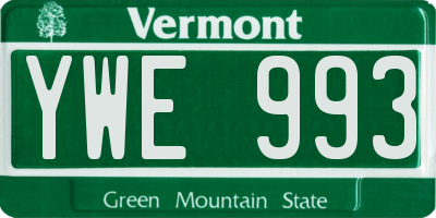 VT license plate YWE993