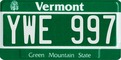VT license plate YWE997