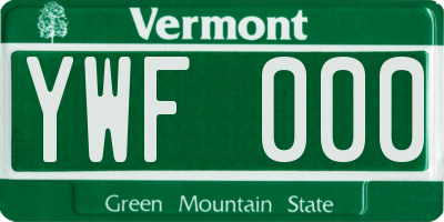 VT license plate YWF000