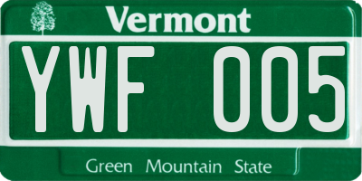 VT license plate YWF005