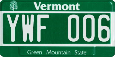 VT license plate YWF006