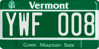 VT license plate YWF008