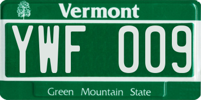VT license plate YWF009