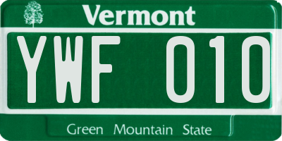 VT license plate YWF010