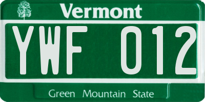 VT license plate YWF012