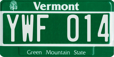 VT license plate YWF014