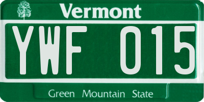 VT license plate YWF015