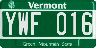 VT license plate YWF016