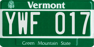 VT license plate YWF017