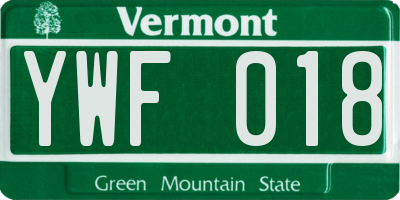 VT license plate YWF018