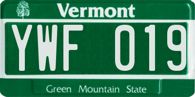 VT license plate YWF019