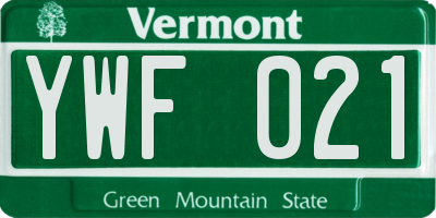 VT license plate YWF021