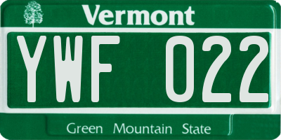 VT license plate YWF022