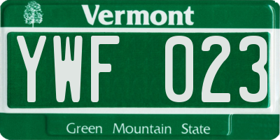 VT license plate YWF023
