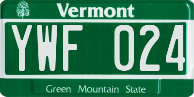 VT license plate YWF024