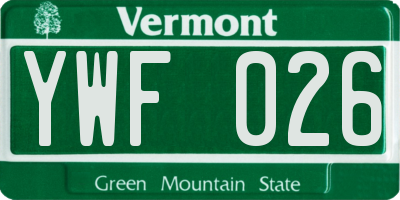 VT license plate YWF026