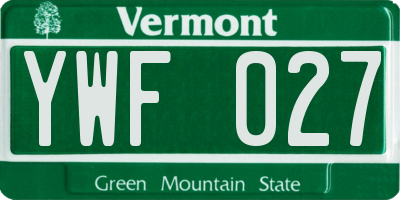 VT license plate YWF027