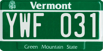 VT license plate YWF031