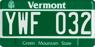 VT license plate YWF032