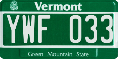 VT license plate YWF033