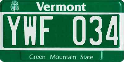VT license plate YWF034