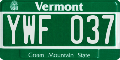 VT license plate YWF037