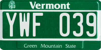 VT license plate YWF039