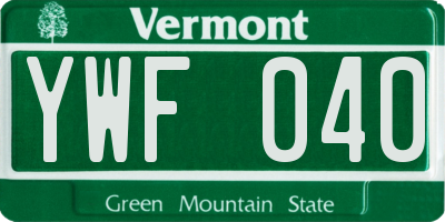 VT license plate YWF040
