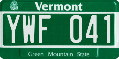 VT license plate YWF041