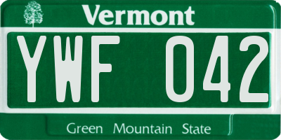 VT license plate YWF042