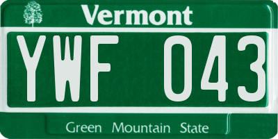 VT license plate YWF043