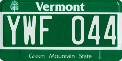 VT license plate YWF044