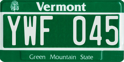 VT license plate YWF045