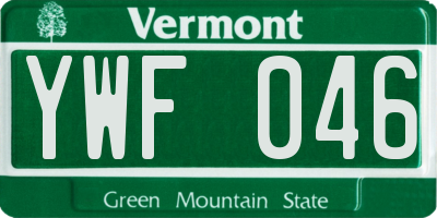 VT license plate YWF046