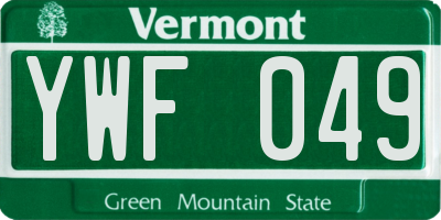 VT license plate YWF049