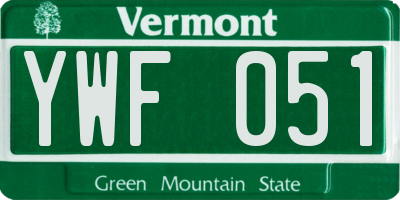 VT license plate YWF051