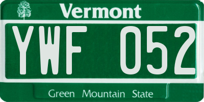 VT license plate YWF052