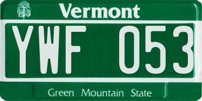 VT license plate YWF053