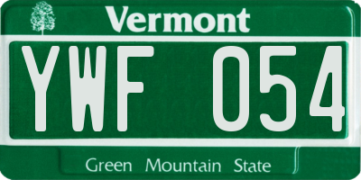 VT license plate YWF054