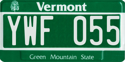 VT license plate YWF055